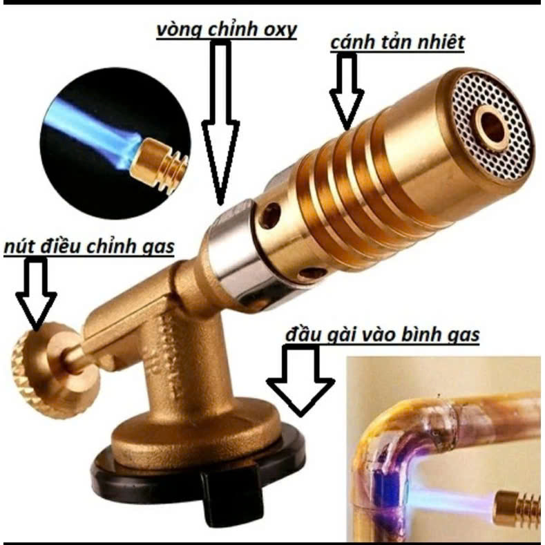 Đèn Khò Gas Mini Lõi Đồng Cực Bền – Ngọn Lửa Xanh Chuẩn, Nhiệt Cao, Tiết Kiệm Ga