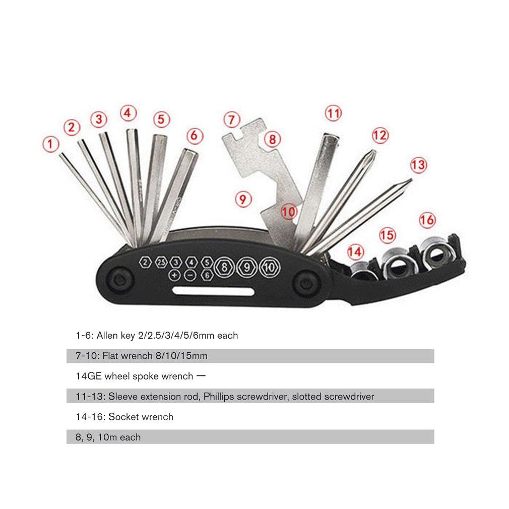 Set dụng cụ sửa chữa xe đạp 16 trong 1 đa năng tiện dụng