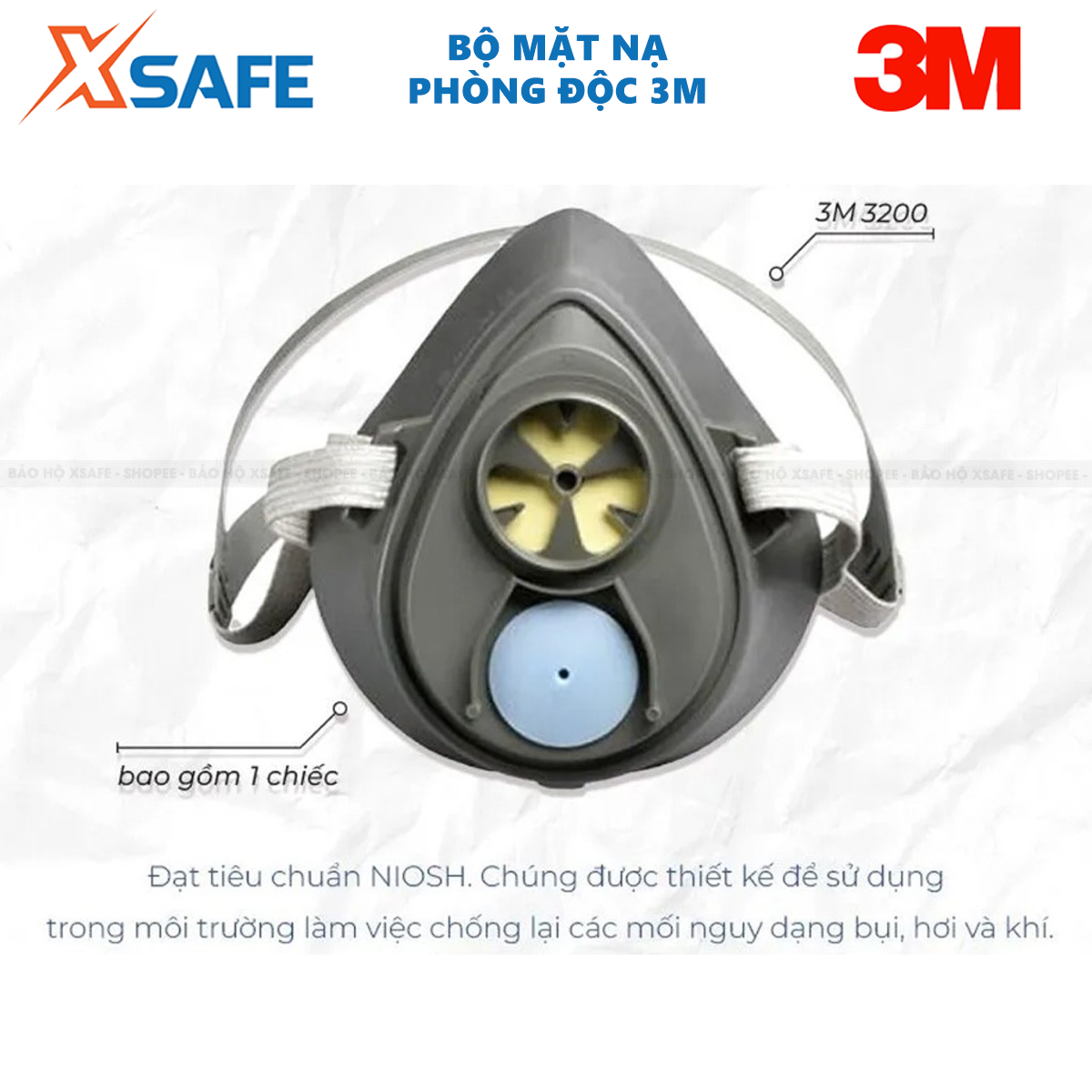 Bộ mặt nạ phòng độc 3M 3200-3301K-7711-385 (4 món) - Mặt nạ chống độc, bụi - Dùng phun sơn, phun xịt hóa chất