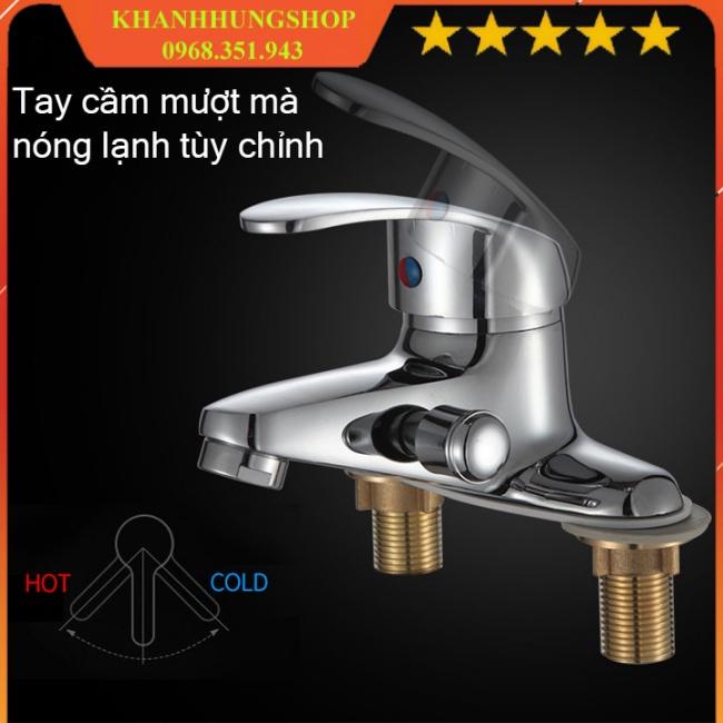 Vòi chậu rửa lavabo liền sen nóng lạnh 2 chân