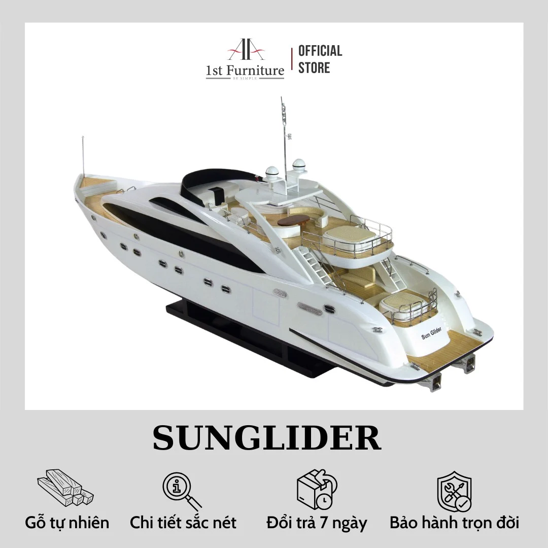 Mô hình cano SUNGLIDER cao cấp, mô hình gỗ tự nhiên, làm quà tặng sang trọng 1st FURNITURE
