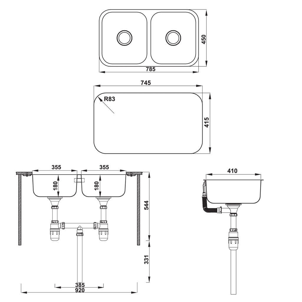 CHẬU RỬA BÁT HAFELE HS20-SSN2R90S/567.20.506 - HÀNG CHÍNH HÃNG