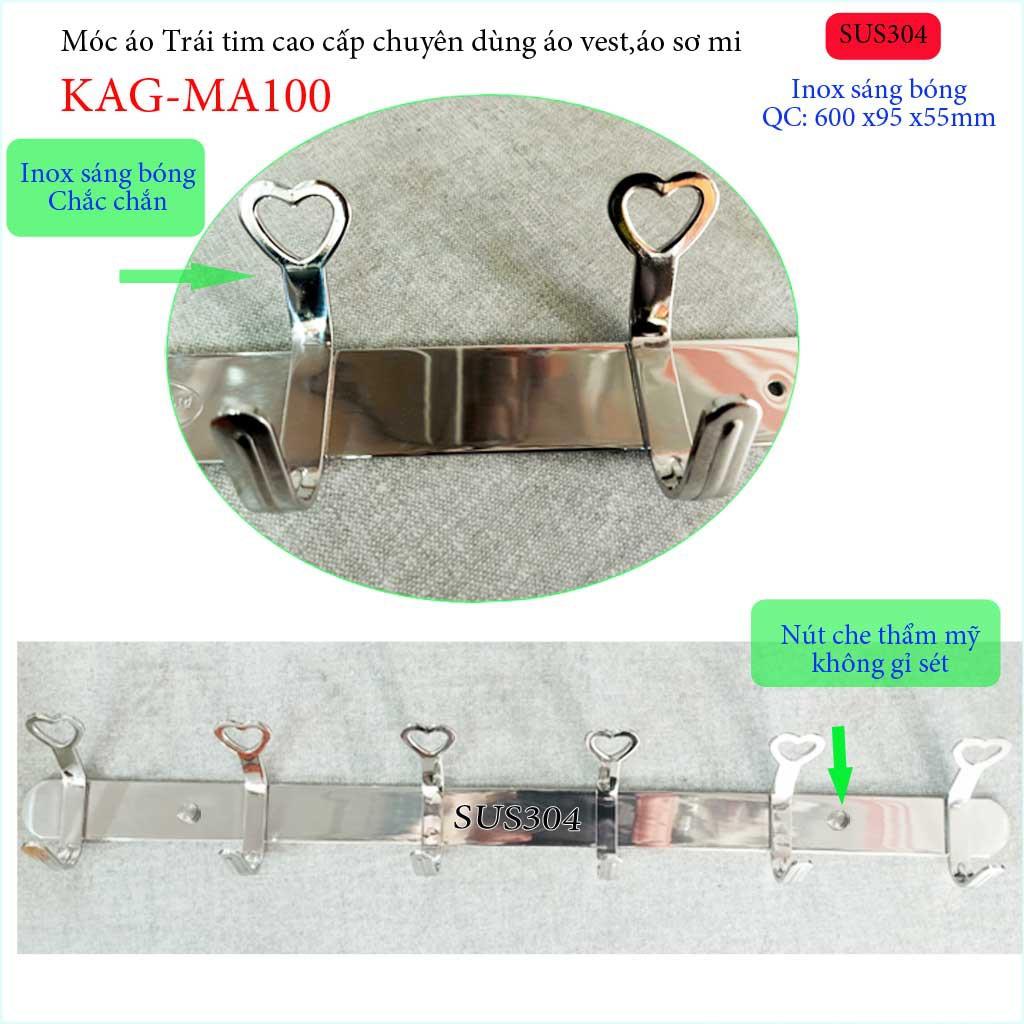 Móc treo áo vest, móc treo 2 tầng cao cấp Inox Nhật, SUS304, móc treo áo sơ mi KAG-MA100, KAG-MA101