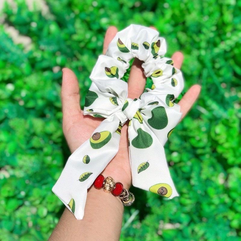 Dây Buộc Tóc Cột Tóc Scrunchies Nơ Hoạ Tiết Hoạt Hình Trái Cây Cute N12