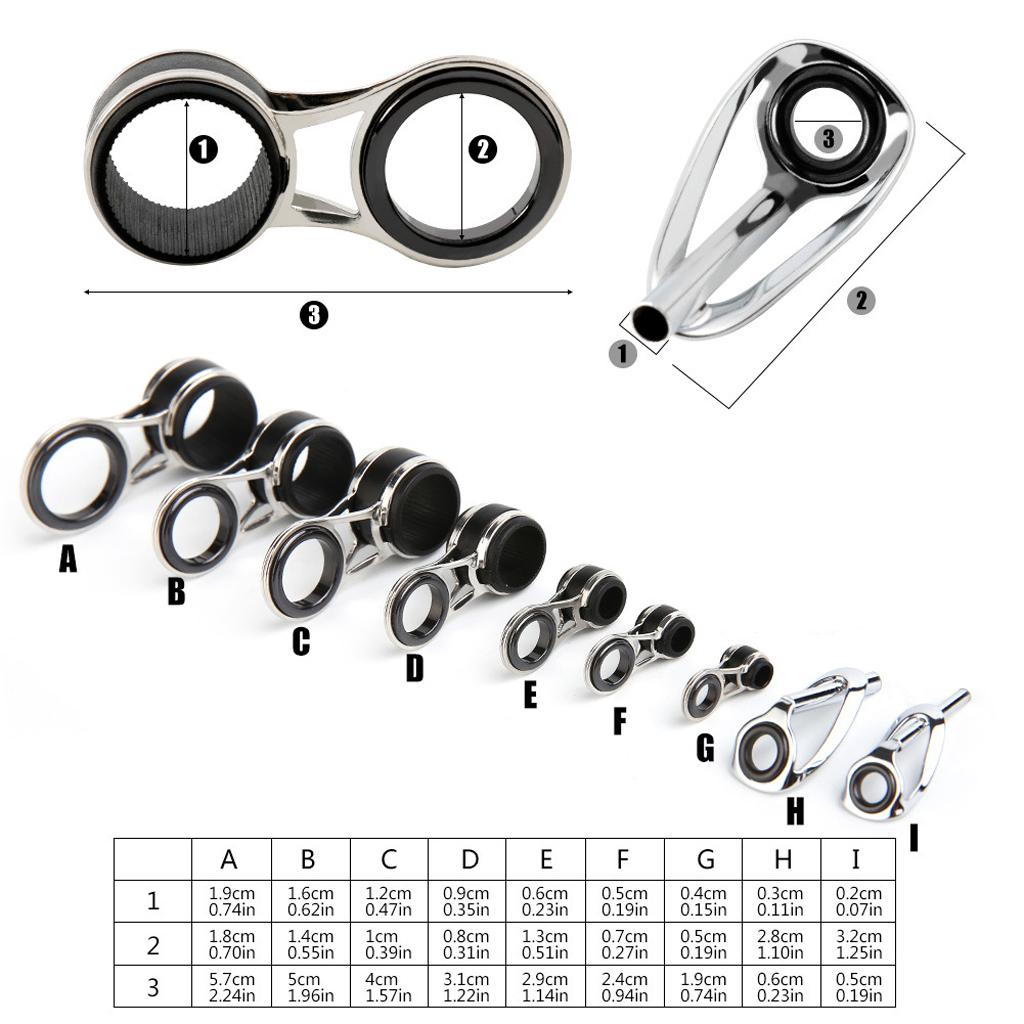 55Pcs/box Stainless Steel Fishing Rod Guides Rod Repair Kit DIY Eye Rings