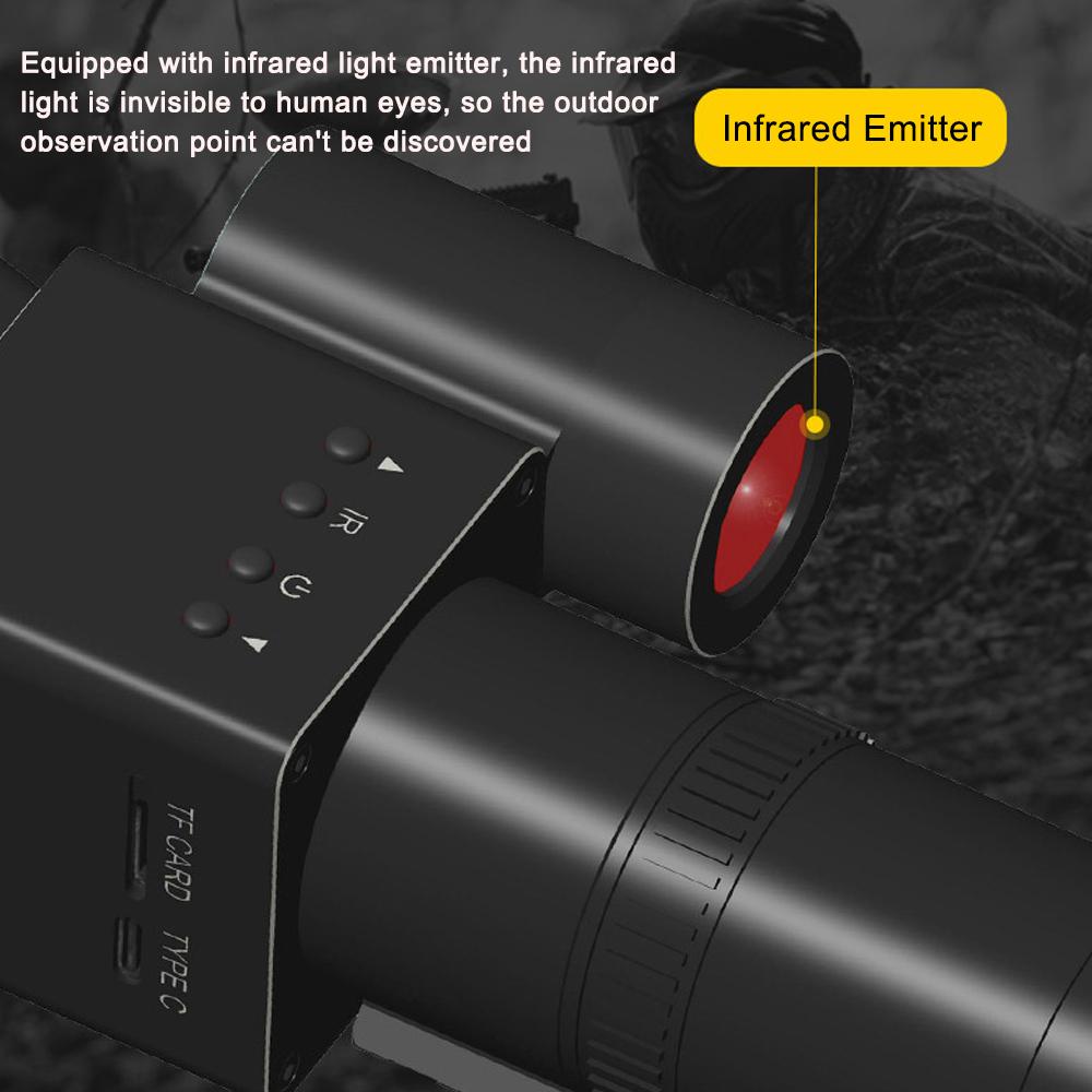 Handheld Portable Telescopic Sight 8-24X Magnify 1.54inch 320*320 Display 1.5X Objective Lens with Photo Video Taking Function Support PC Connection Day and Night Use for Outdoor Sports Huntings Travelling Boating Birds Watching