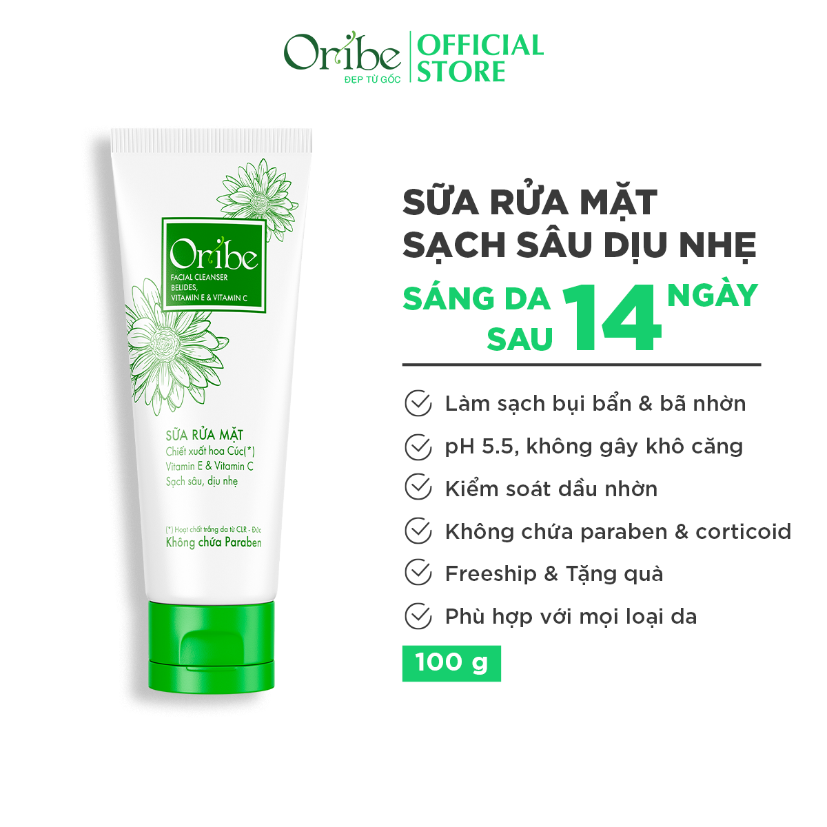 Sữa Rửa Mặt Dưỡng Ẩm, Làm Sạch Sâu Chiết Xuất Hoa Cúc - Oribe Facial Cleanser 100g