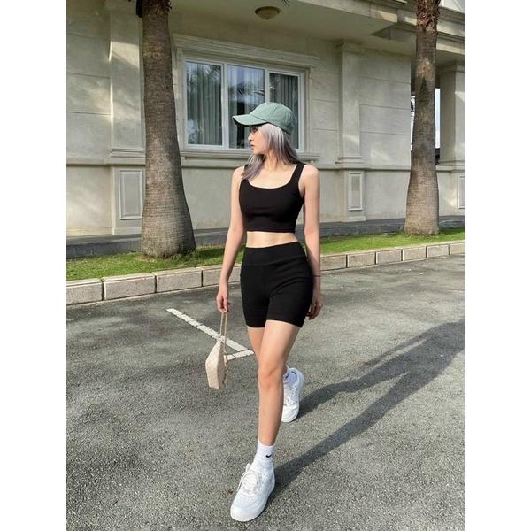 Sét 3 quần legging đùi tăm 3 màu , quần legging chất cotton tăm , quần đùi, quần ngố