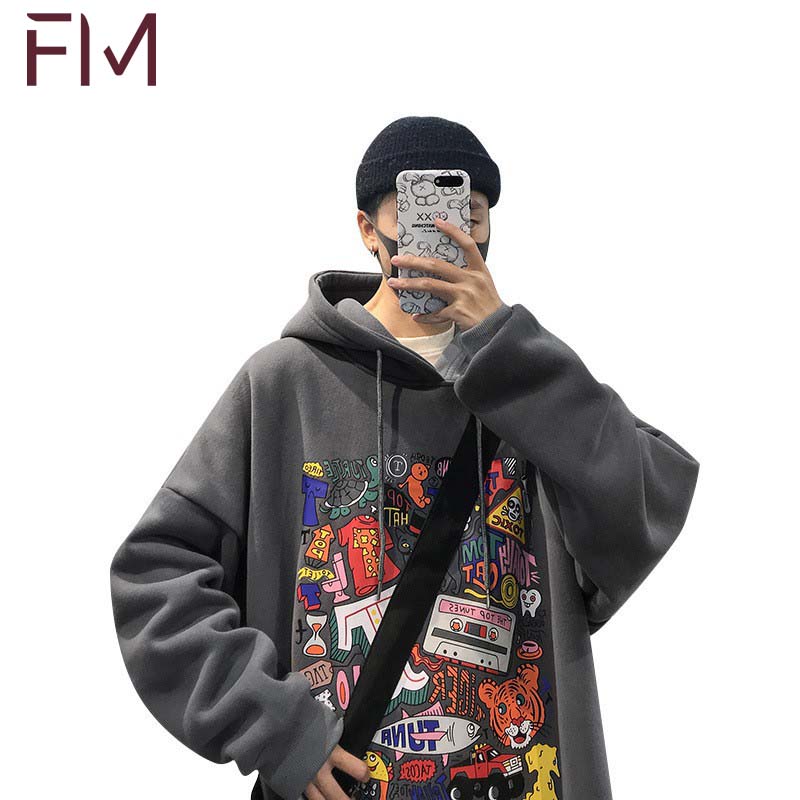 Áo hoodie nam nữ form rộng Unisex một màu in hoạt hình cá tính Hàn Quốc – FORMEN SHOP – FMGV034