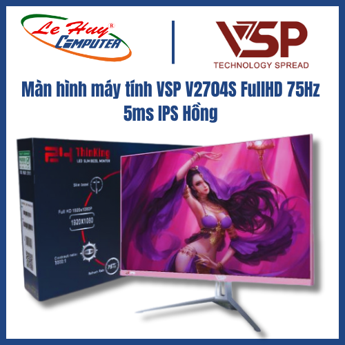 Màn Hình Máy Tính Mỏng Tràn Viền VSP V2704S (Hồng/Trắng) - Hàng Chính Hãng