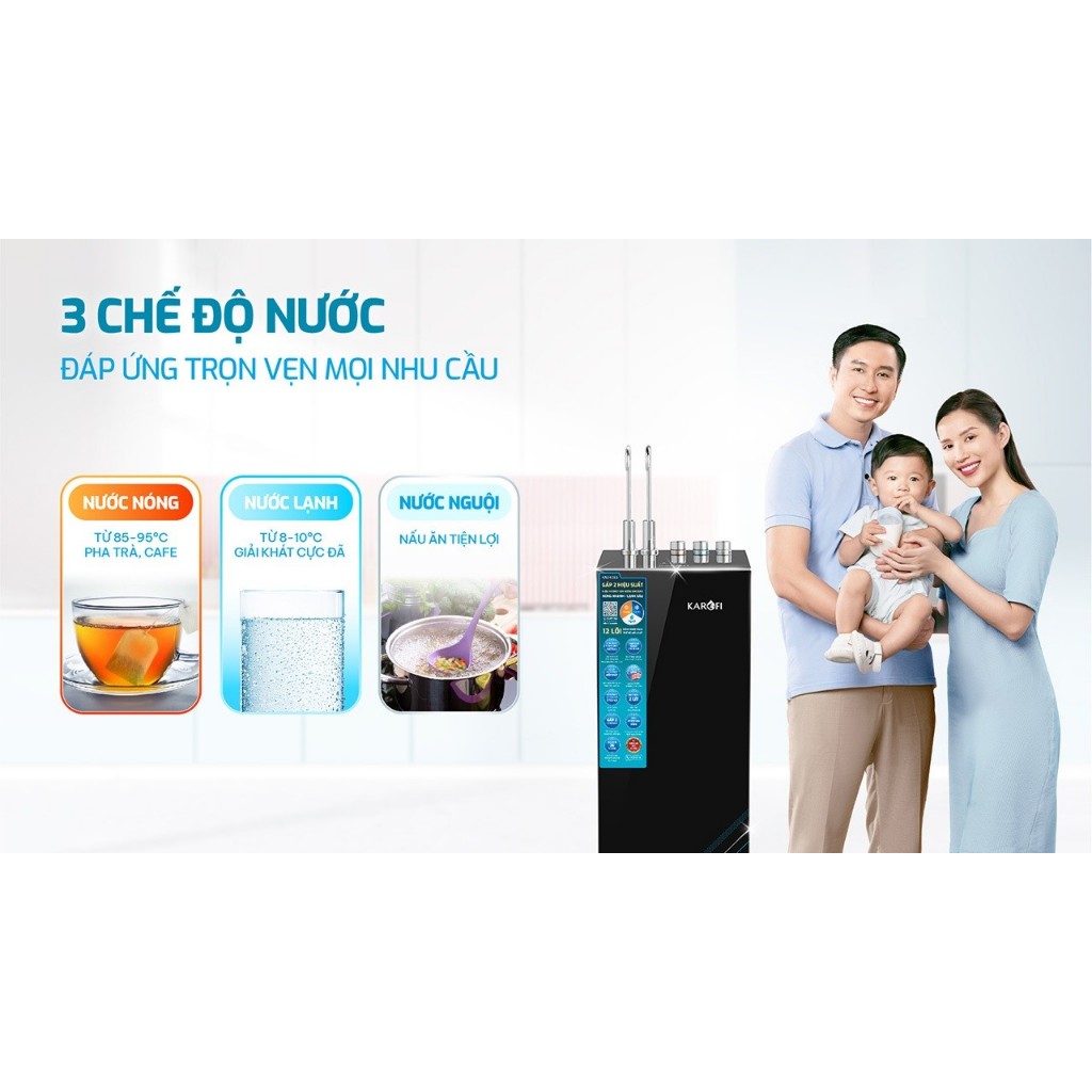 [ĐỘC QUYỀN ONLINE -TẶNG BỘ LÕI ] Máy lọc nước Nóng Lạnh Karofi KAD-EC66 -12 lõi Smax, GIÀU HYDRO-ION KIỀM KHOÁNG, BH36 Tháng - Hàng chính hãng