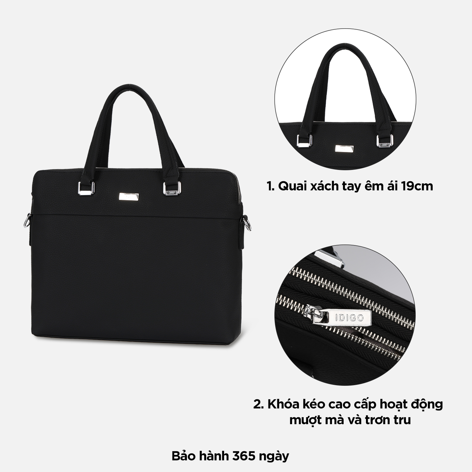 Túi xách da bò công sở đựng laptop 14inch, túi da đeo chéo nam nữ đựng tài liệu A4 IDIGO MB1 - 20000