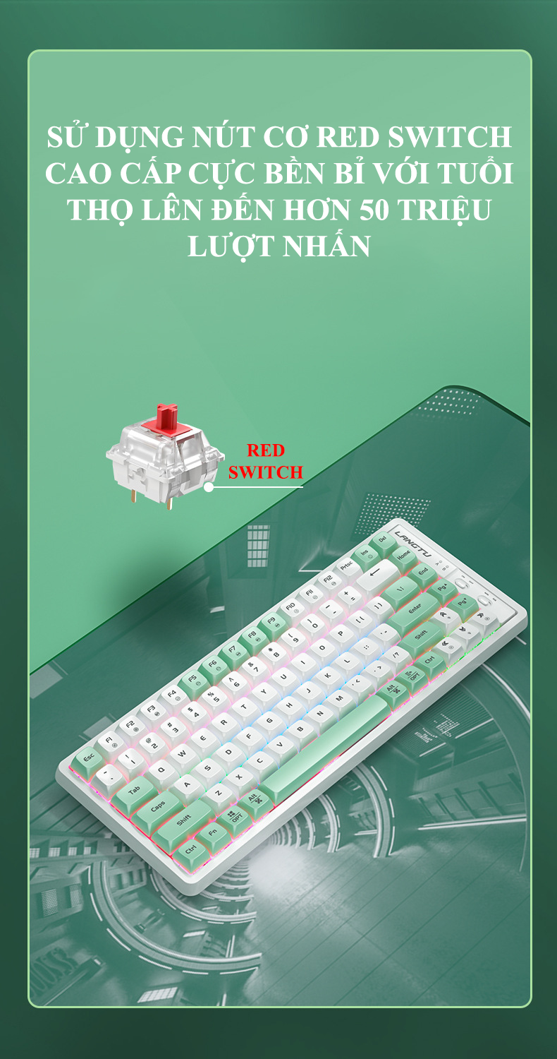 Bàn phím cơ red switch LANGTU GK85 với nhiều chế độ đèn led cực đẹp và có hotswap có thể thay switch theo sở thích - Hàng Chính Hãng
