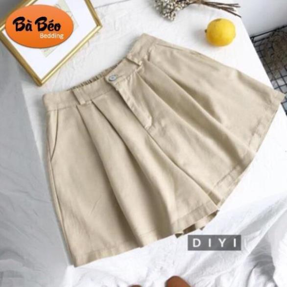 Quần short Kaki ống rộng cúc khoá chun lưng ảnh thật