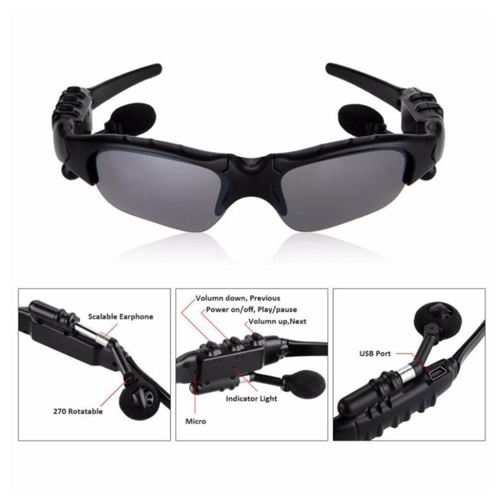 Sports Bluetooth Sunglasses Headset Headphone for Men Earpiece Hands-Free