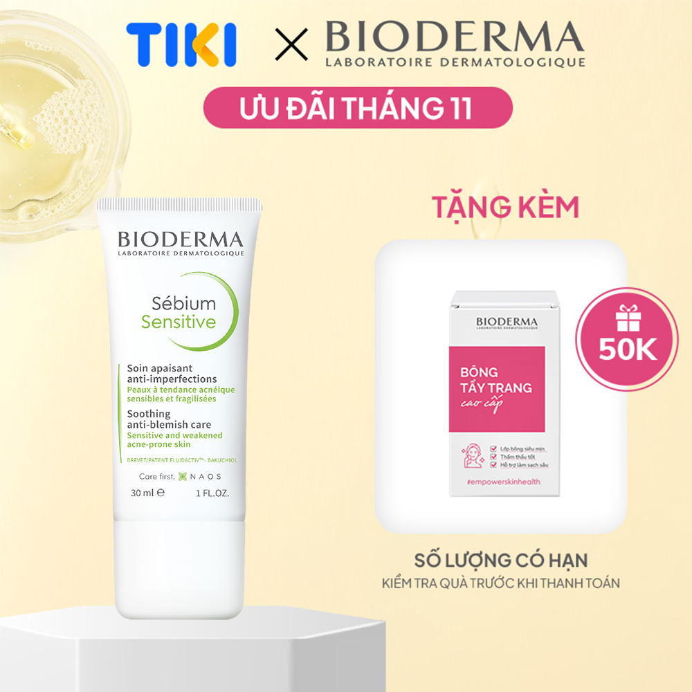 Kem Dưỡng Chăm Sóc Da Dầu Mụn Nhạy Cảm Bioderma Sébium Sensitive 30ml