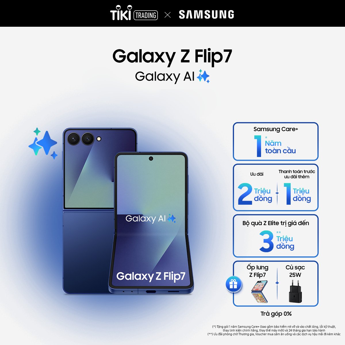 Điện thoại Samsung Galaxy Z Flip7, Điện thoại AI, Màn hình ngoài vô cực 4.1&quot;, Camera selfie 50MP, Mỏng nhất - Hàng Chính Hãng