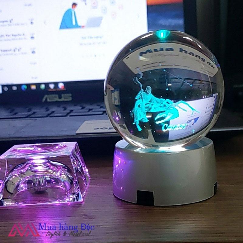 Quà Tặng Quả Cầu Pha Lê Khắc Laser 3D Led Rồng DRAGON