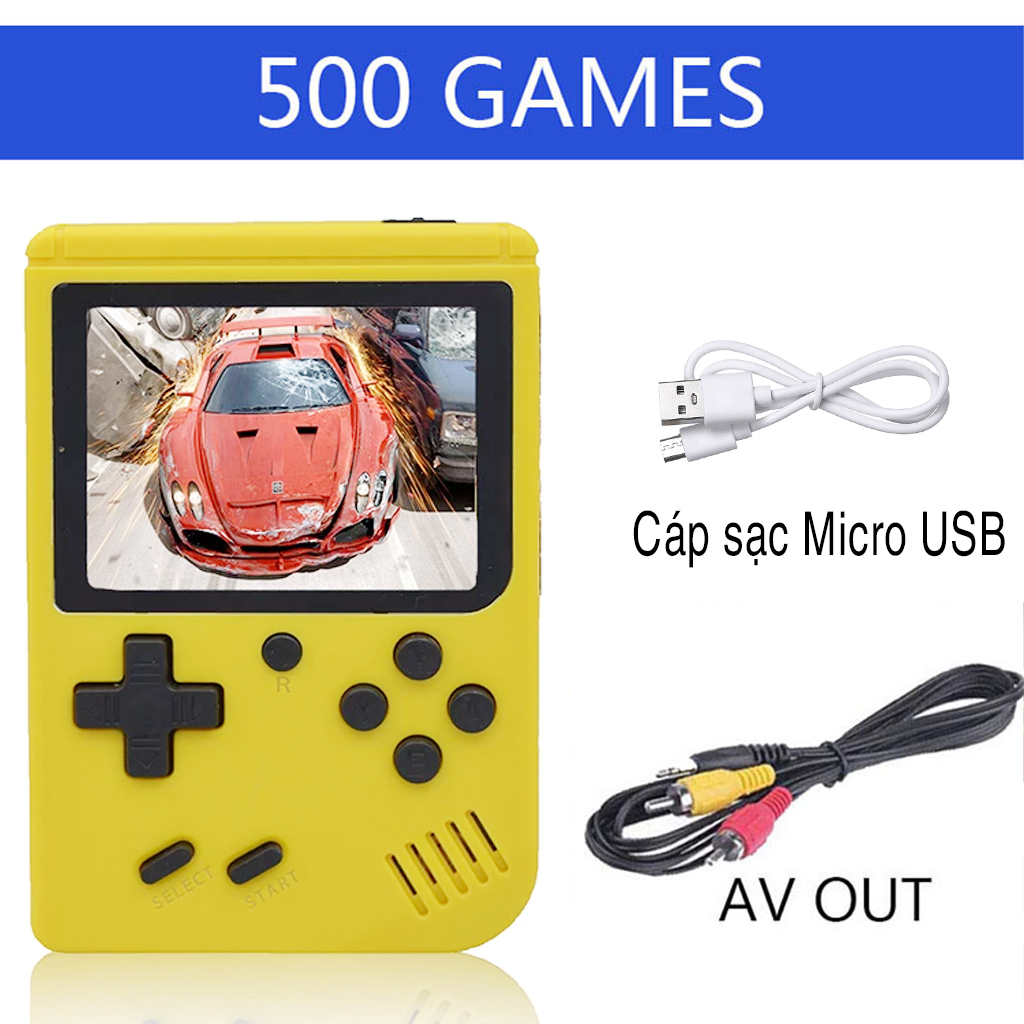 Vinetteam Máy Chơi Game Cầm Tay Game Box Plus Tích Hợp 500 Trò Chơi Cổ Điển Xếp Gạch Contra - Hàng Chính Hãng
