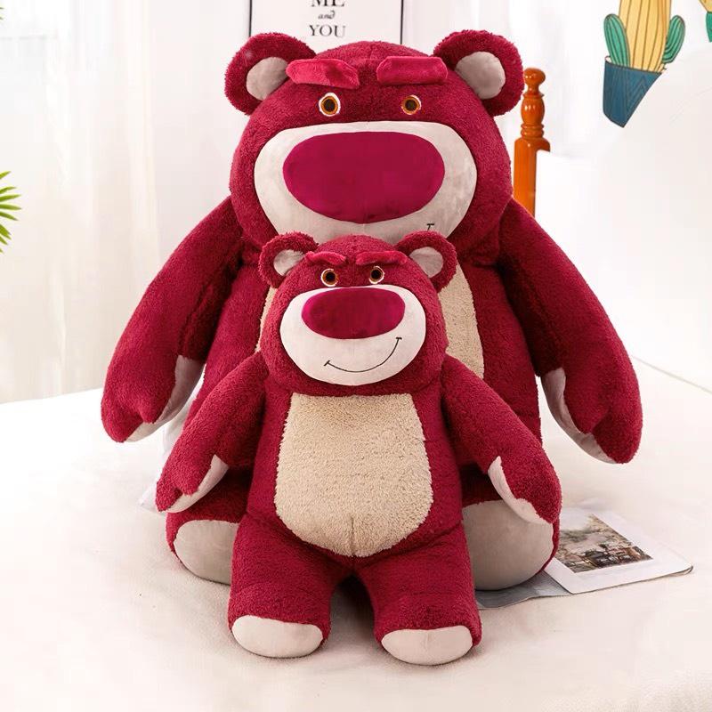 Gấu Bông LOTSO HUGGIN BEAR Lông Xù Tai Dâu Mặt Cau Có Kích Thước 25cm - 35cm - 45cm Panda Store