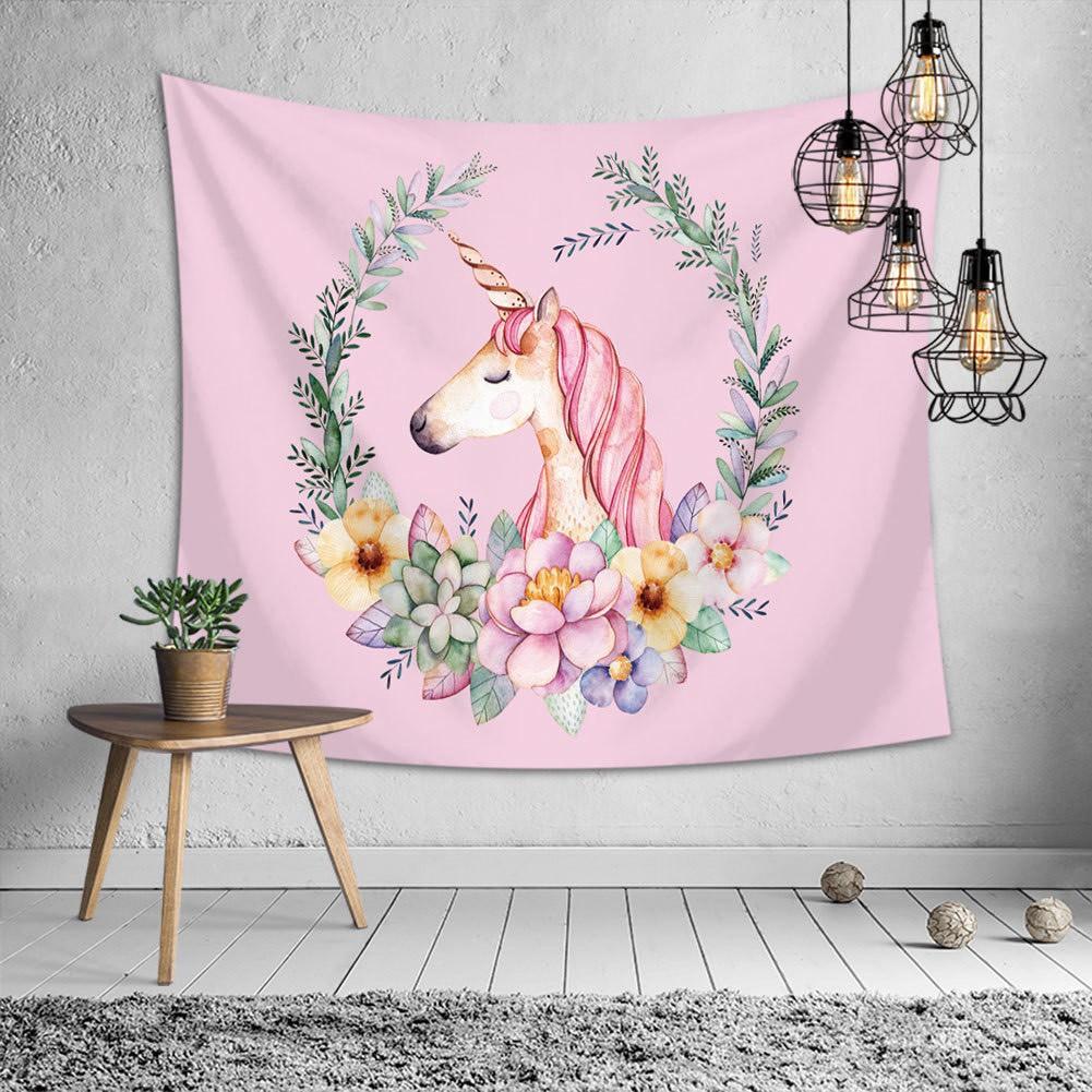 Thảm decor - Tranh vải họa tiết ngựa hồng cute, trang trí phòng cho các bé cực dễ thương