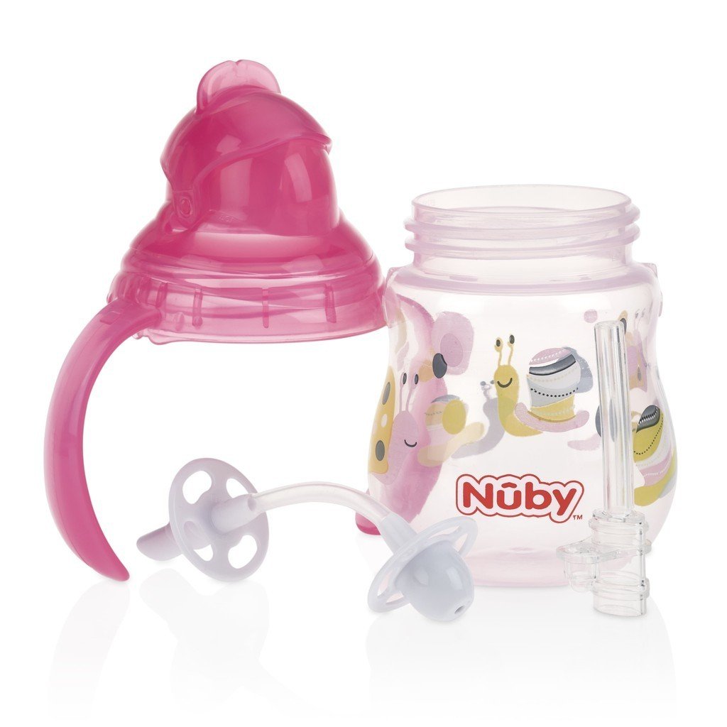 [ 10324-Nuby ] Bình uống nước 270ml, có ống hút làm bằng Silicone, vòi hút 360 độ