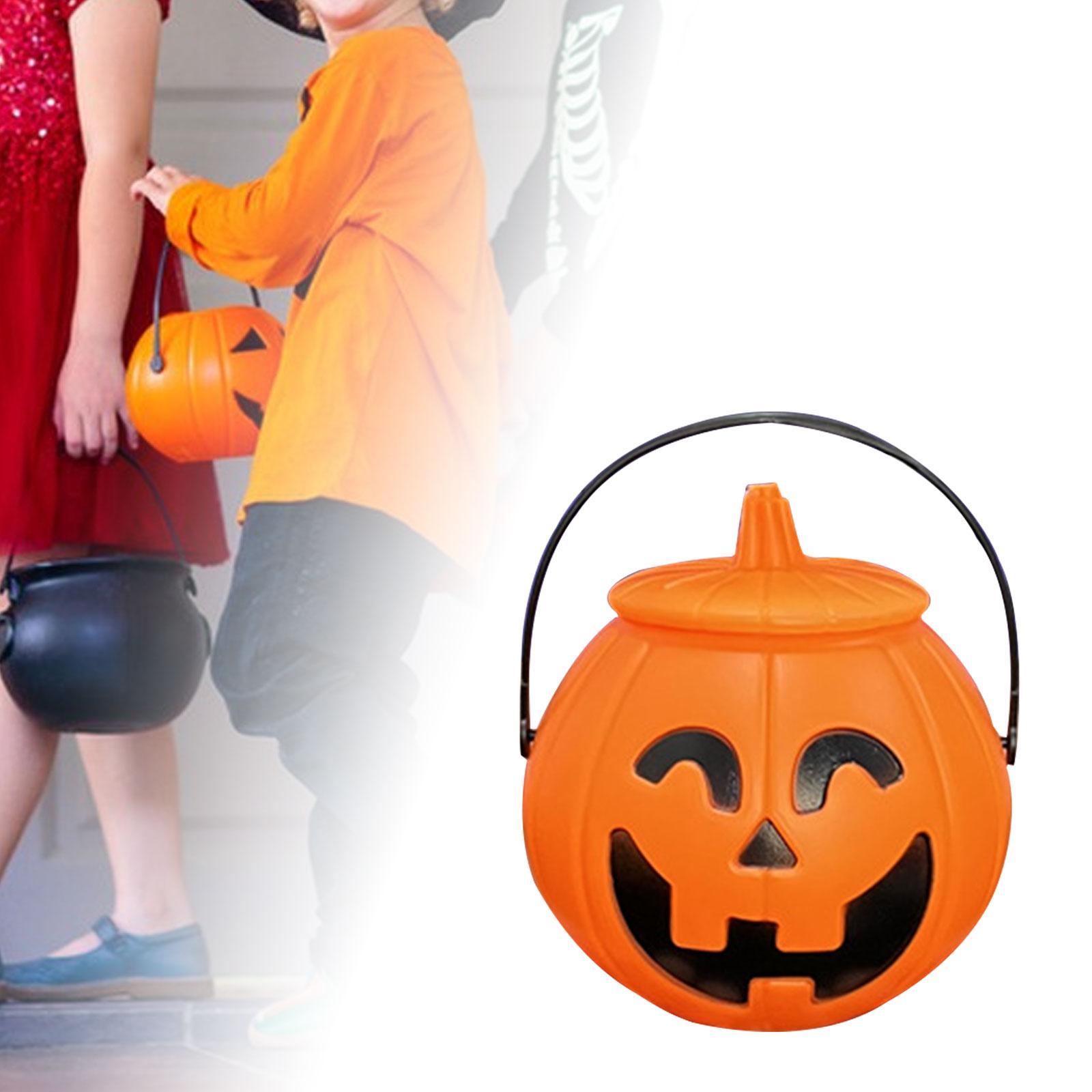 With Lid Candy Bucket Holder Props Candy Basket Organizer Trick or Treat Bucket Pumpkin Bucket for Banquet Thanksgiving Favors Holiday Party
