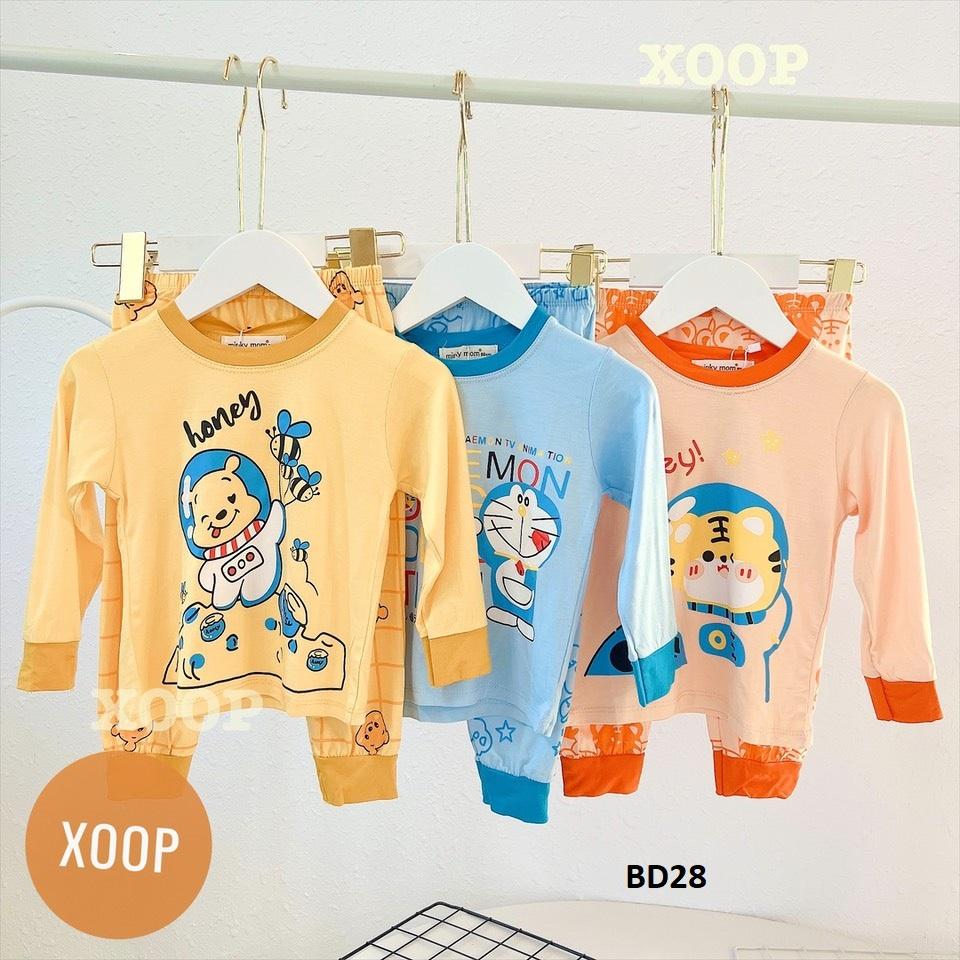 Bộ dài tay chất thun lạnh - Bộ dài tay hang Minky Mom in họa tiết Gấu Crush cho bé (9-19kg) BD28