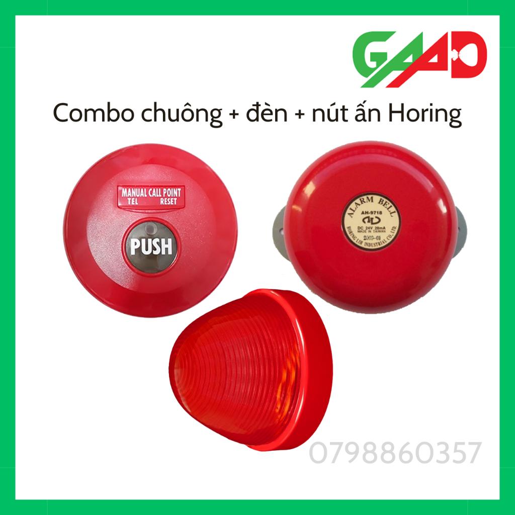 Combo BÁO CHÁY chuông+đèn+nút ấn Horing , chuông+đèn, chuông+nút ấn, đèn+nút ấn