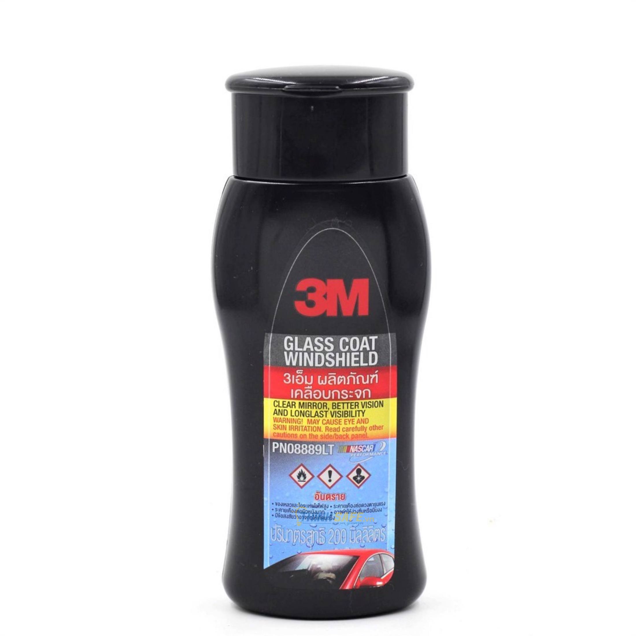 Dung dịch chống bám nước trên kính xe 3M 08889LT Glass Coat Windshield (200ml) - Chống đọng nước trên gương kính đi mưa