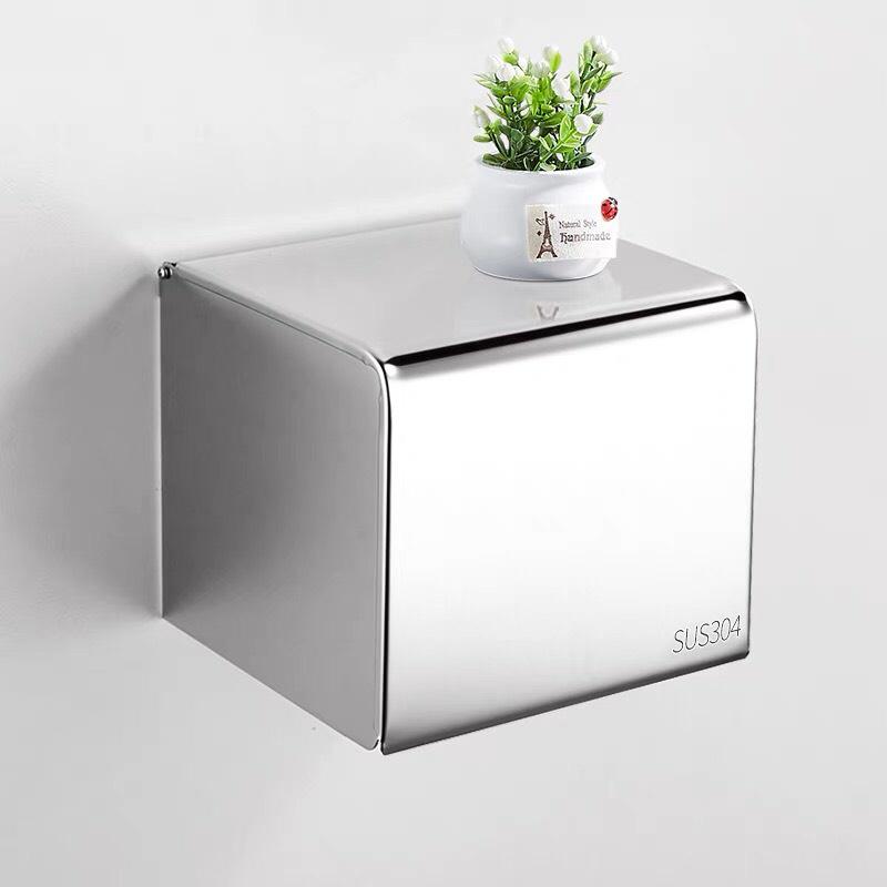 Hộp đựng khăn giấy vệ sinh vuông inox 304