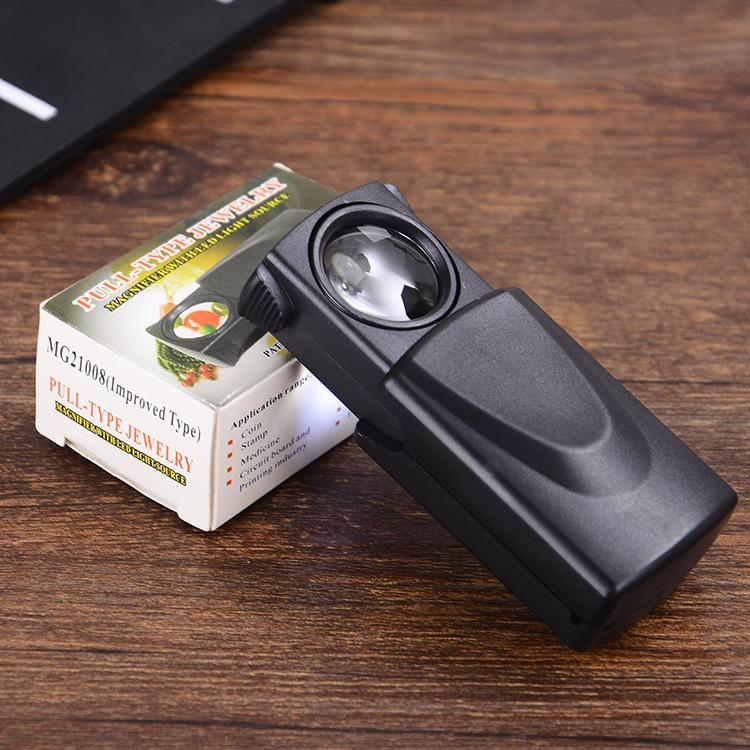 Kính Lúp Mini Cầm Tay Có Đèn 30X Đen