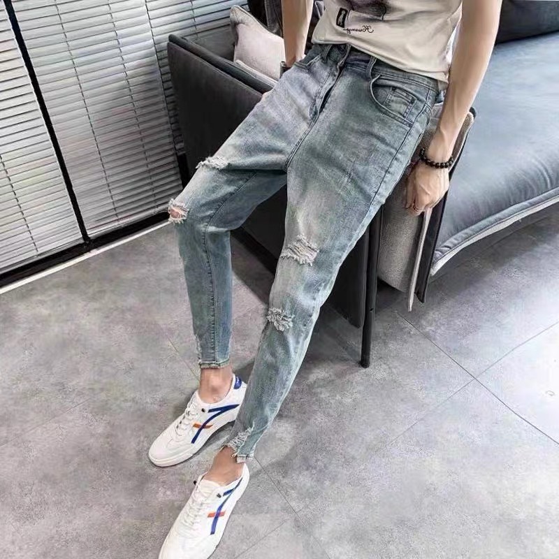 Quần Jean Nam ONEZ Phối Rách Cá Tính , Chất Chất jean co dãn Bền Màu QJ2