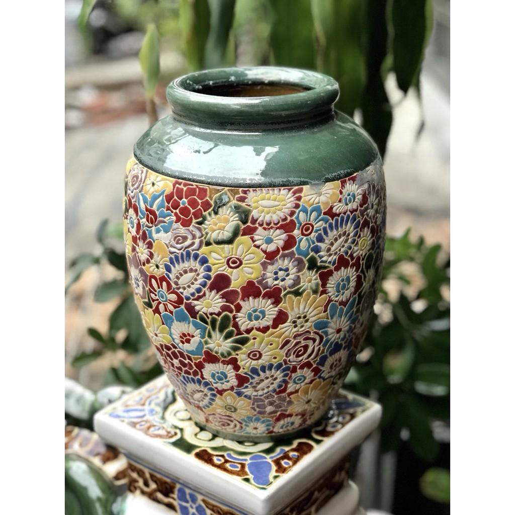 BÌNH BÁCH HOA 30CM GỐM SỨ NAM BỘ THỦ CÔNG CẮM BÔNG TRANG TRÍ DECOR