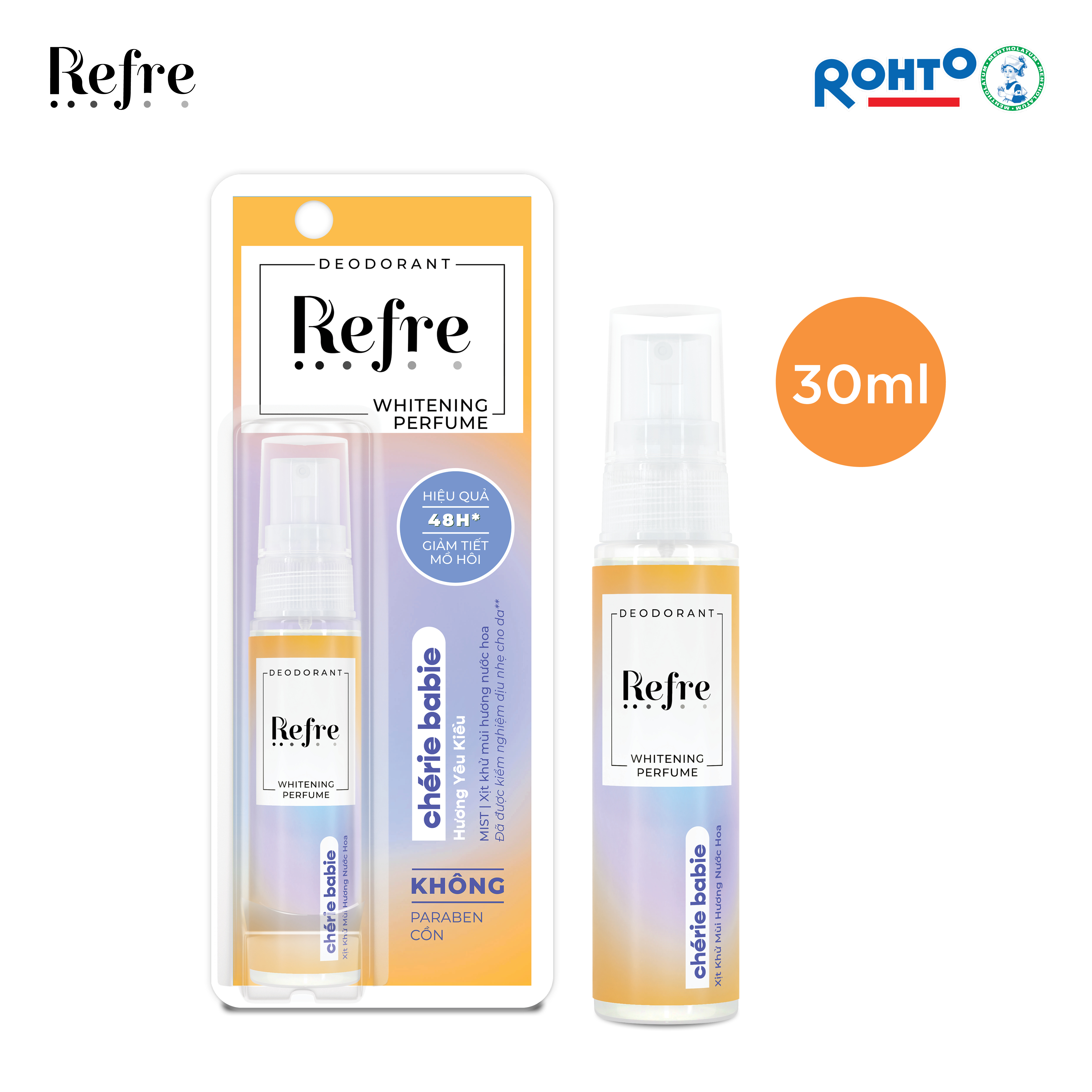 Xịt Khử Mùi Dưỡng Trắng Hương Nước Hoa Refre Whitening Perfume Chérie Babie - Hương Yêu Kiều 30ml