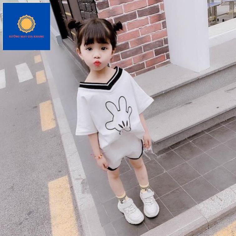 Đồ bộ quần áo thun bé gái, ngắn tay mát mẻ, in mickey, may viền đẹp - Gia Khang