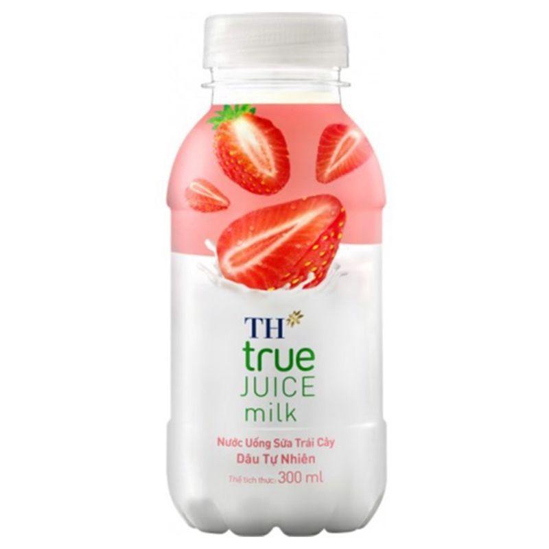 Nước Uống Sữa Trái Cây TH True Juice Milk Dâu Tự Nhiên Chai 300ml – 8936127794107