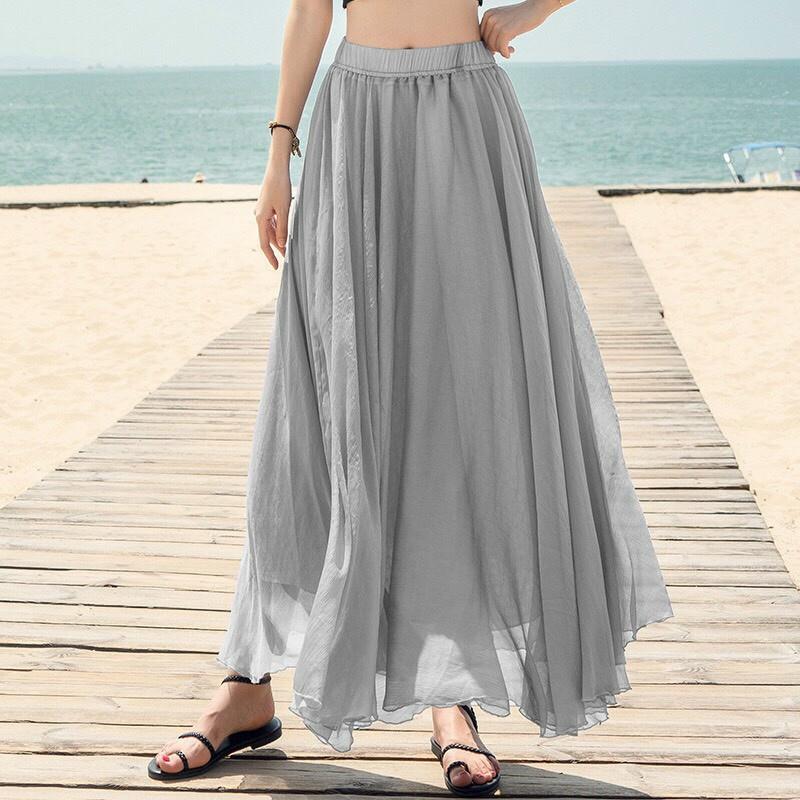 CHÂN VÁY DÀI CHIFFON MAY 2 LỚP