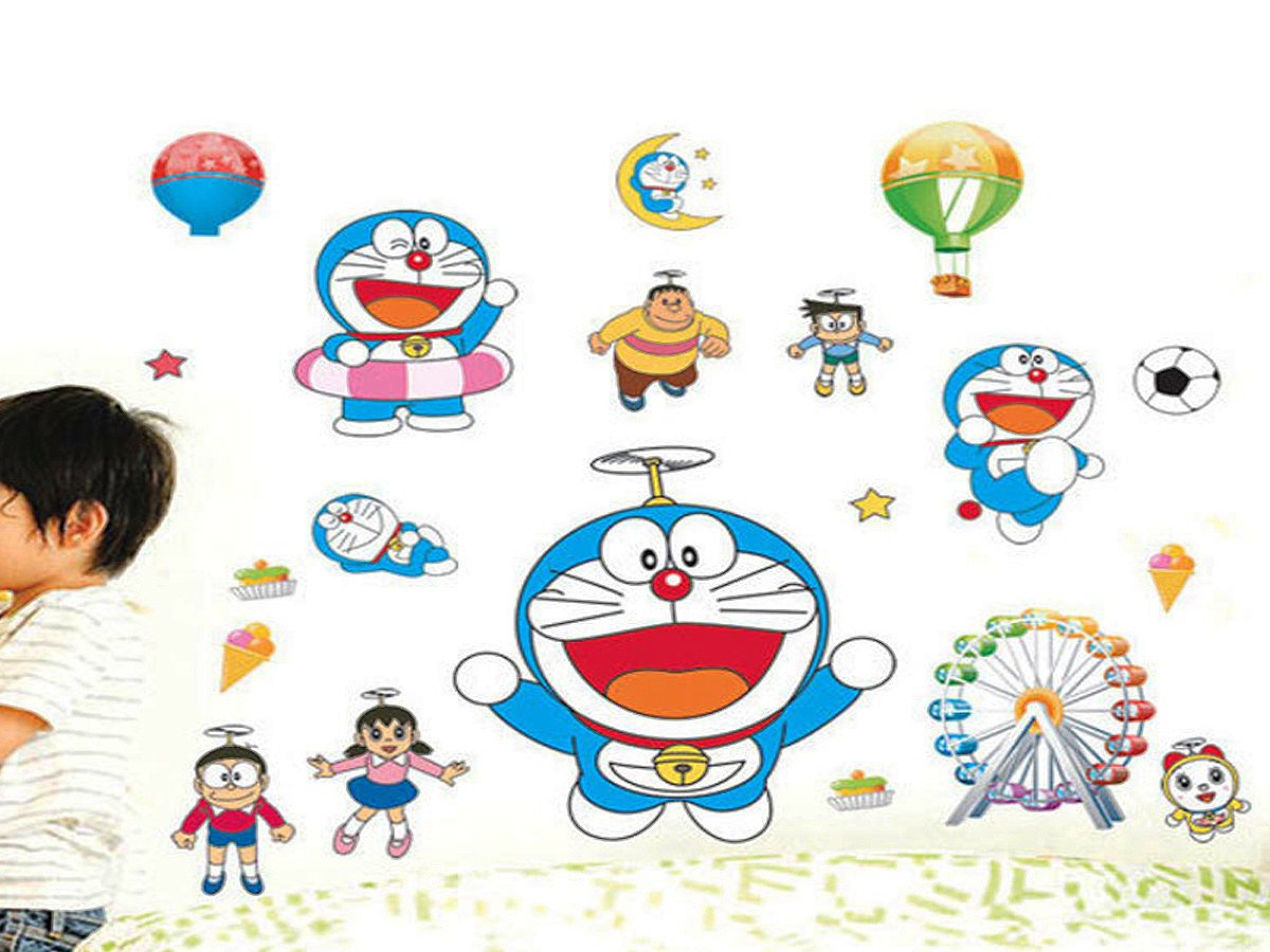 DECAL DÁN TƯỜNG DORAEMON CHONG CHÓNG TRE VÀ NHỮNG NGƯỜI BẠN