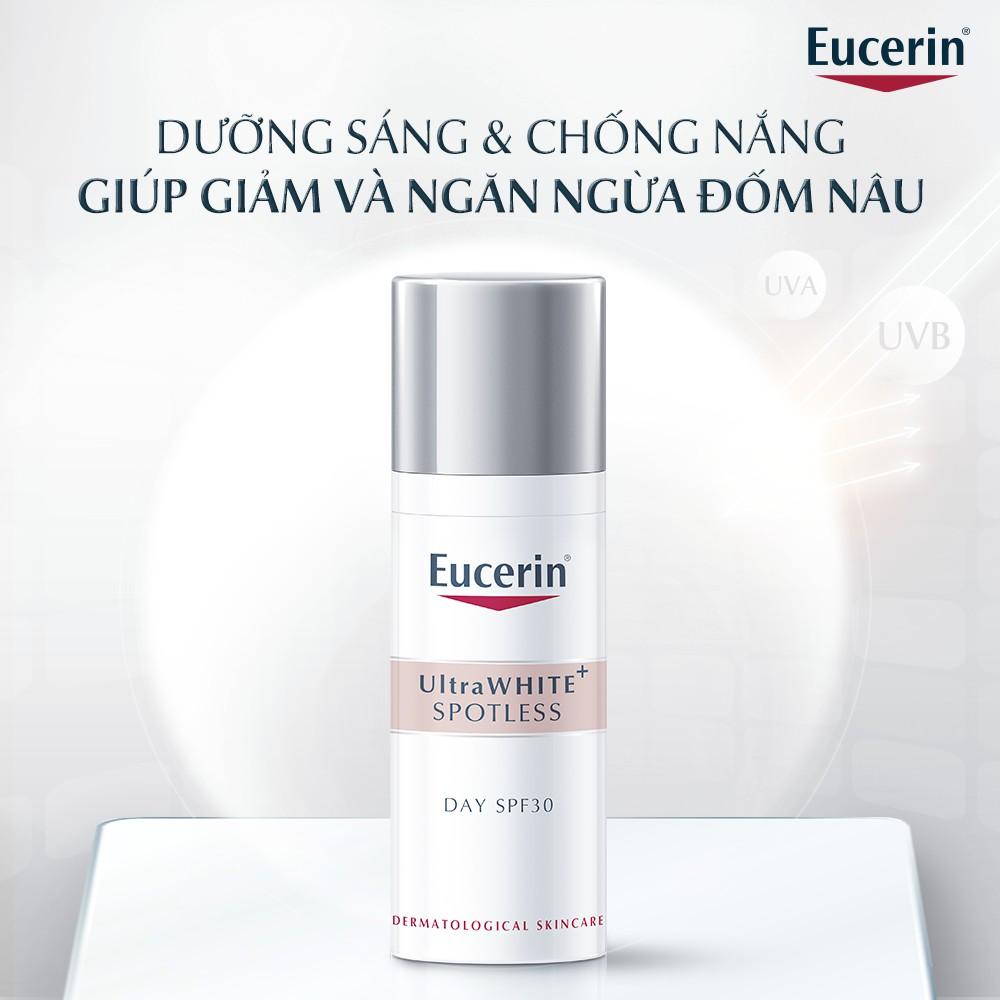 Combo Eucerin Ultrawhite+ Spotless: Kem Dưỡng Trắng Da Ngày, Đêm Và Tinh Chất Giảm Thâm Nám