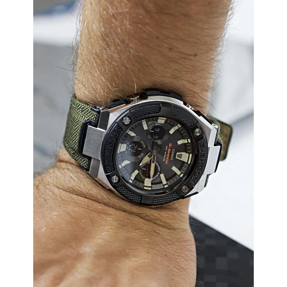 Đồng Hồ Nam Dây Vải Casio G-Shock GST-S330AC-3A Vỏ Thép Chính Hãng | GST-S330AC-3ADR Pin Năng Lượng Mặt Trời