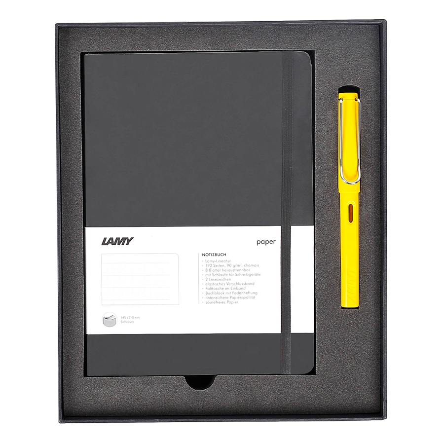 Gift Set Lamy Notebook A5 Softcover Black + Lamy Safari Yellow - GSNSa007