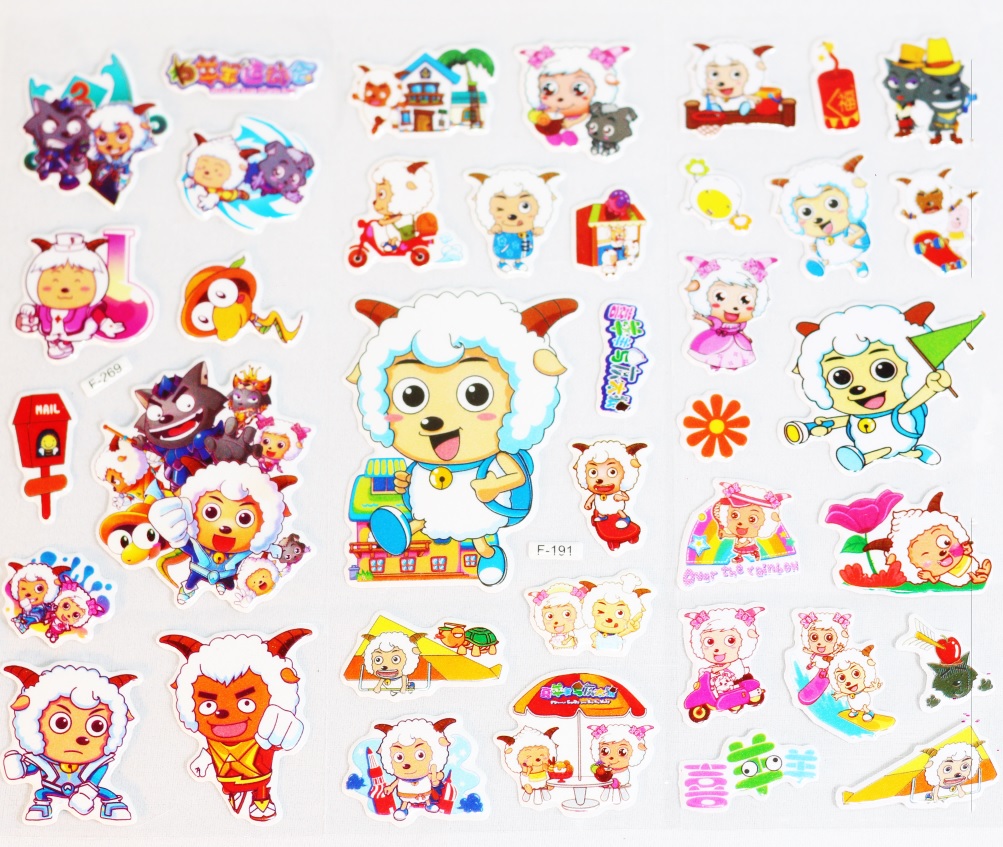 Set 6 Sticker Dán Trang Trí Hoạt Hình Cừu Vui Vẻ Và Sói Xám