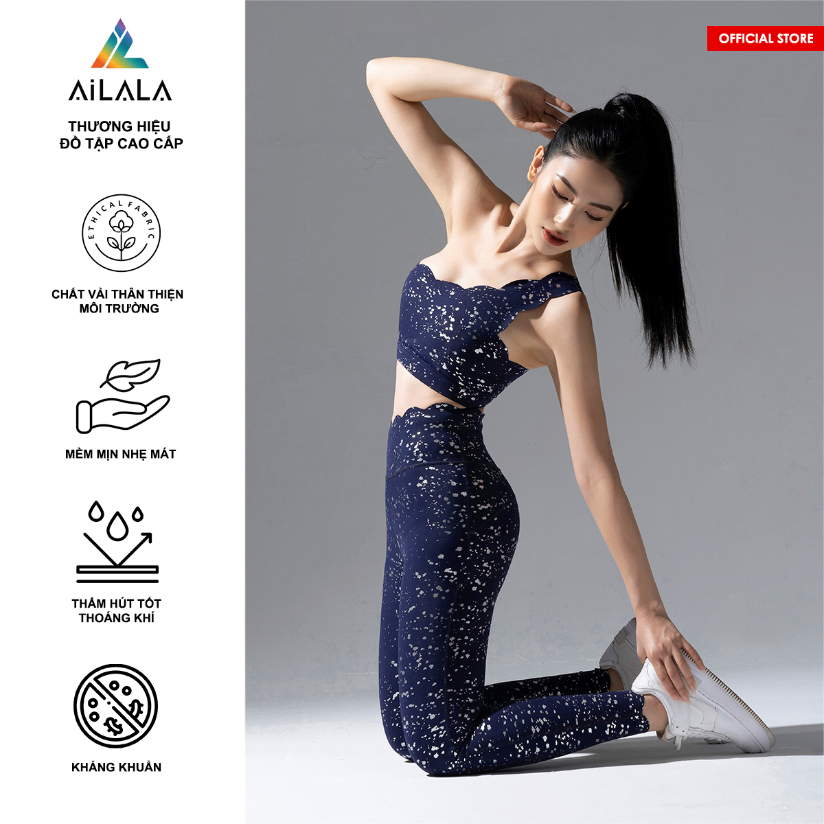 Bộ quần áo thể thao nữ AiLALA LUX51, Đồ tập Yoga Gym Pilates, chất vải Hi-tech cao cấp