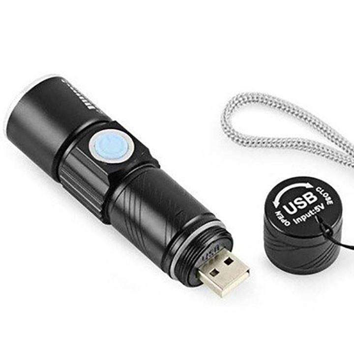 Đèn pin siêu sáng cổng sạc USB 515