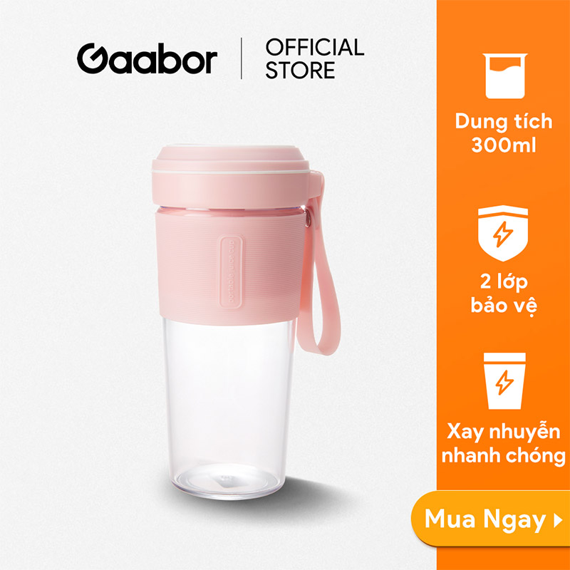 Máy xay sinh tố cầm tay Gaabor GF-M03D / FP3E-GN01A dung tích 300ml nhỏ gọn pin sạc cổng USB tiện lợi - Hàng chính hãng