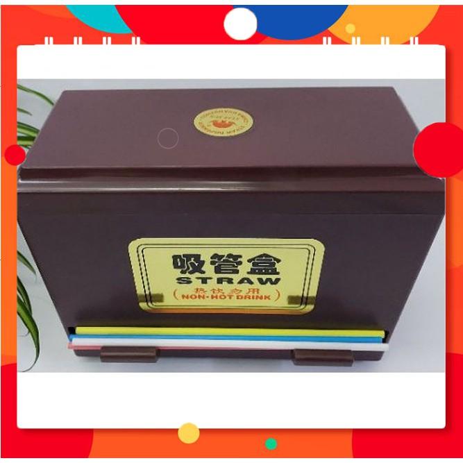 Hộp vân gỗ đựng & chia ống hút sang trọng
