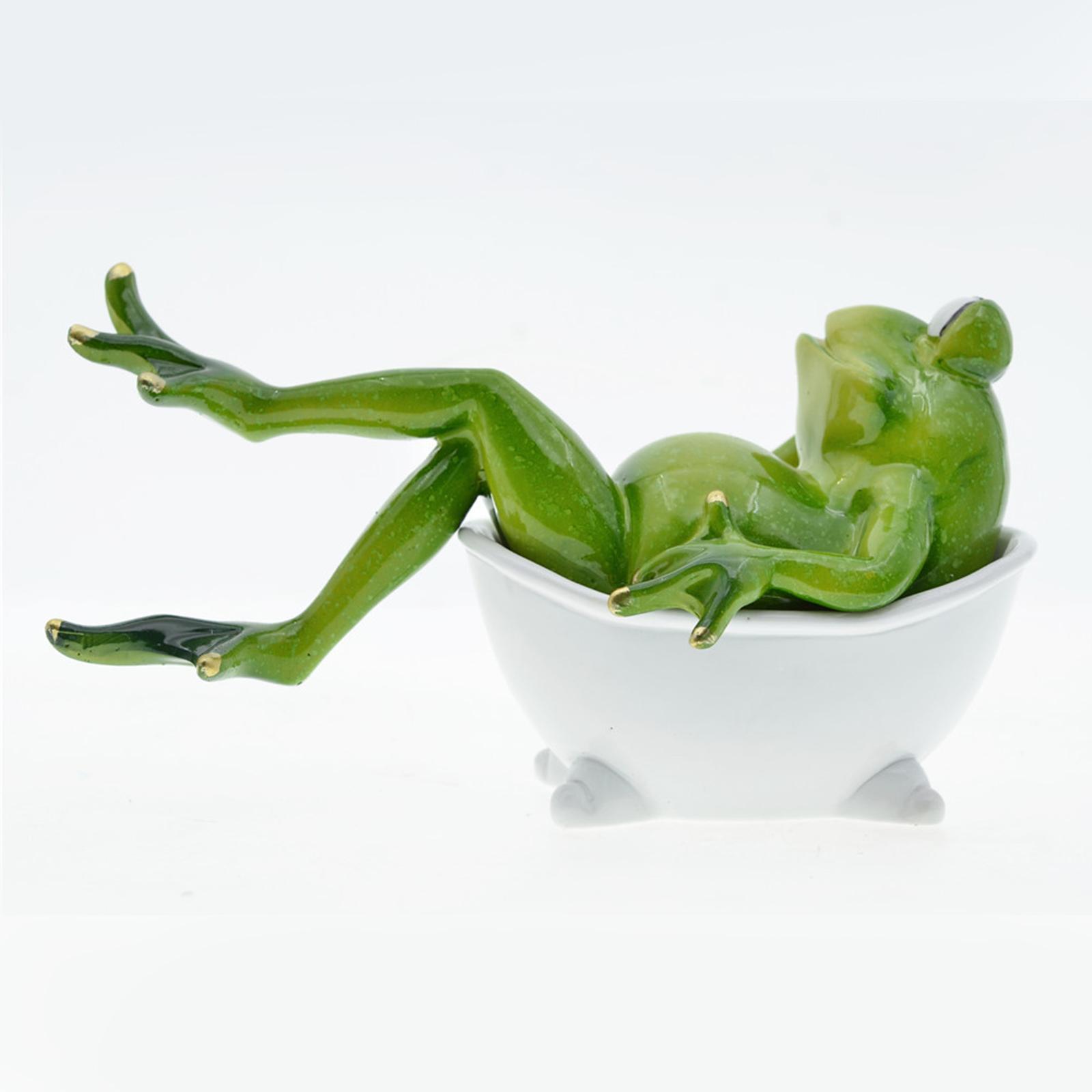 2x Frog Statue Resin Sculpture Figurine Indoor Home Decorative