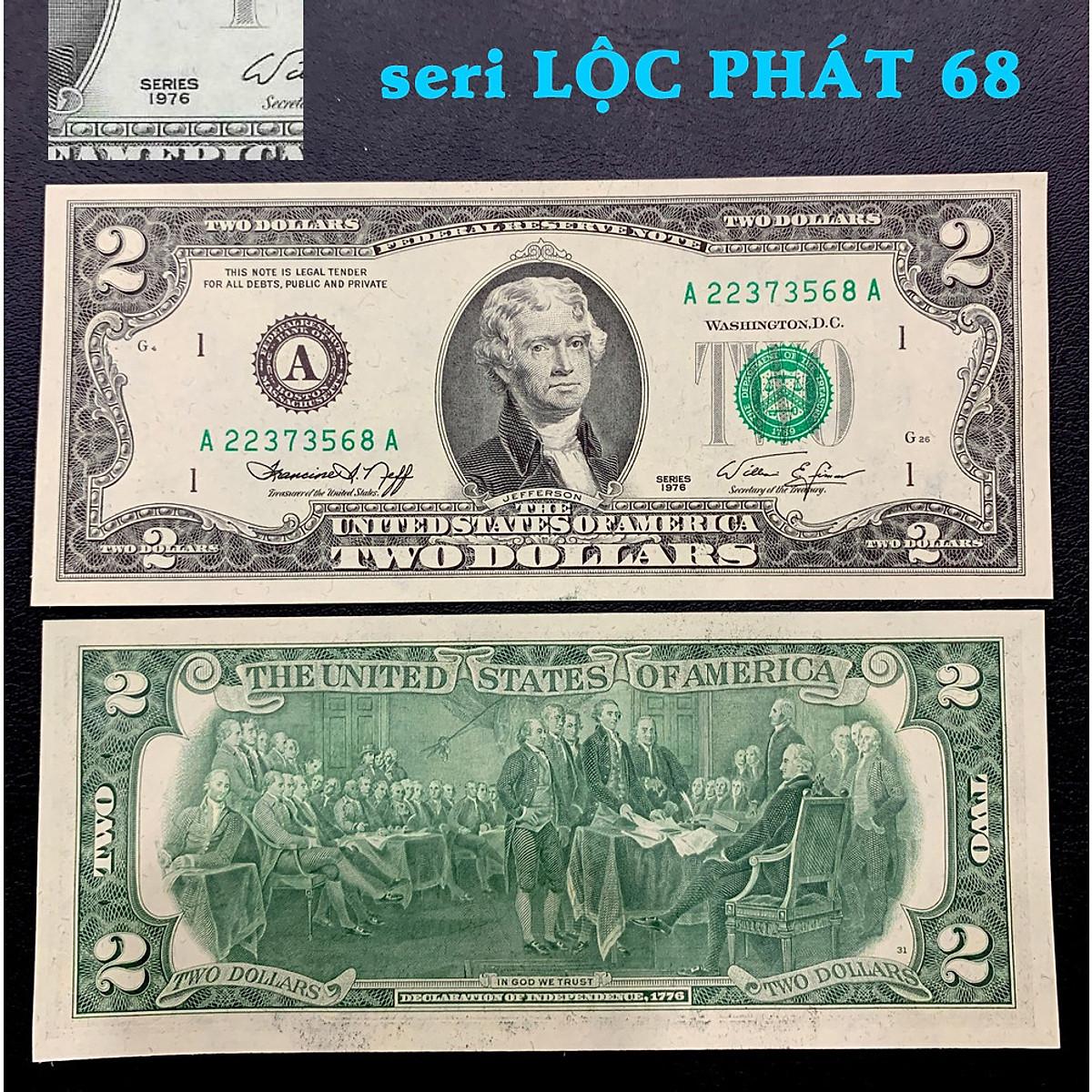 [số LỘC PHÁT 68] Tờ 2 Đô năm 1976 may mắn , seri đuôi Lộc Phát phong thủy ý nghĩa , hiếm gặp - PASA House