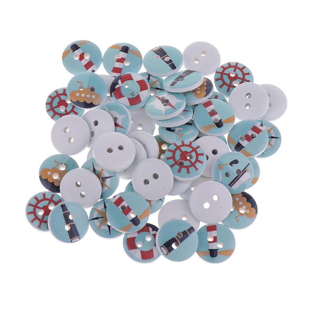 50 Cái Tranh Vòng Nút Gỗ Handmade Thủ Công DIY Dán Trang Trí